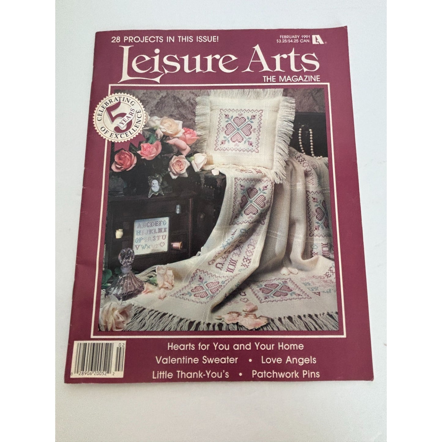 Leisure Arts The Magazine February 1991 Cross Stitch Knit Crochet Patterns Love
