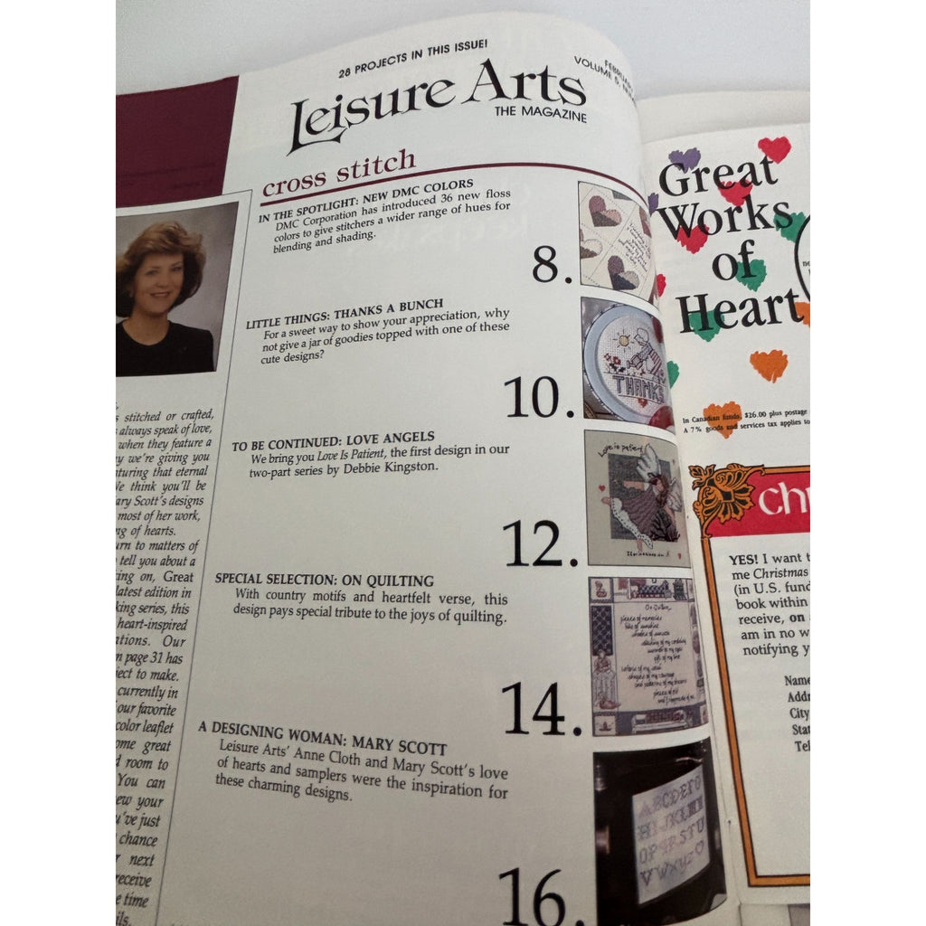 Leisure Arts The Magazine February 1991 Cross Stitch Knit Crochet Patterns Love