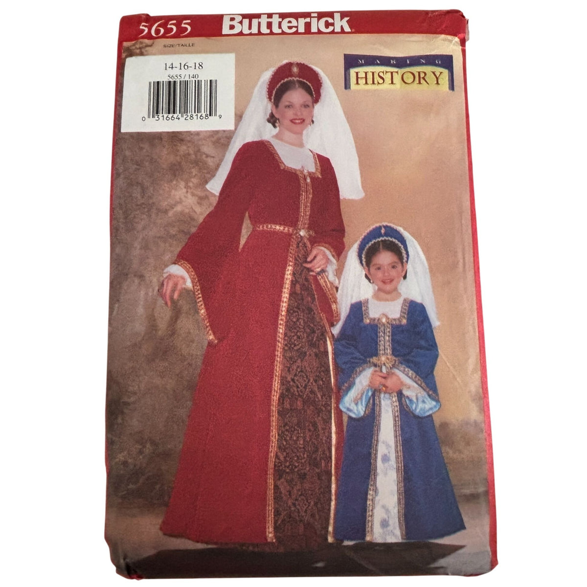 Butterick Sewing Pattern 5655 Renaissance Dress Costume Medieval Gown 14-18 Uncut Historical