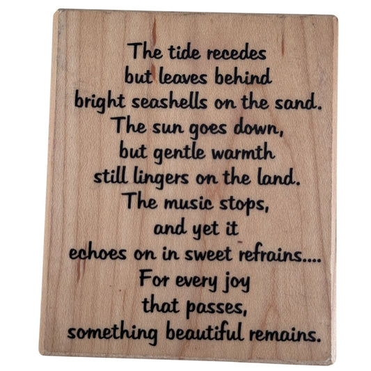 Stamp It Rubber Stamp Tide Recedes Coastal Poem Nautical Cardmaking Words Poetry Beauty Remains