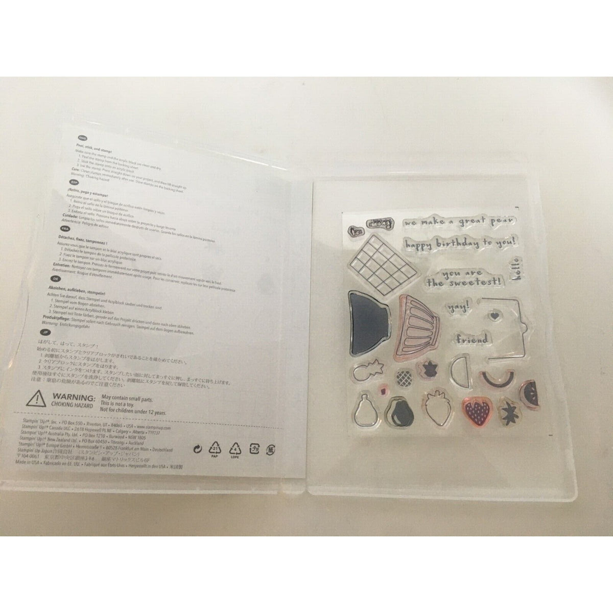 Stampin Up Fruit Basket Acrylic Stamps Food Hello Happy Birthday Friend To From
