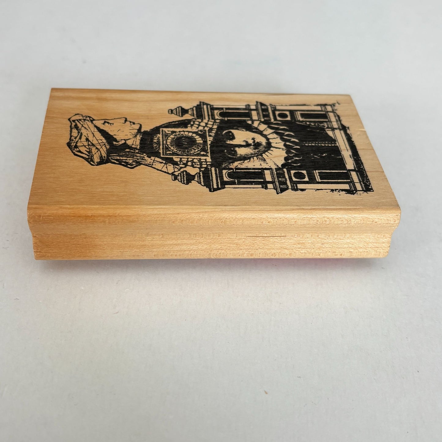Acey Deucy Rubber Stamp Academia Renaissance Collage Architectural Historical Portrait Artistic Wood Mounted
