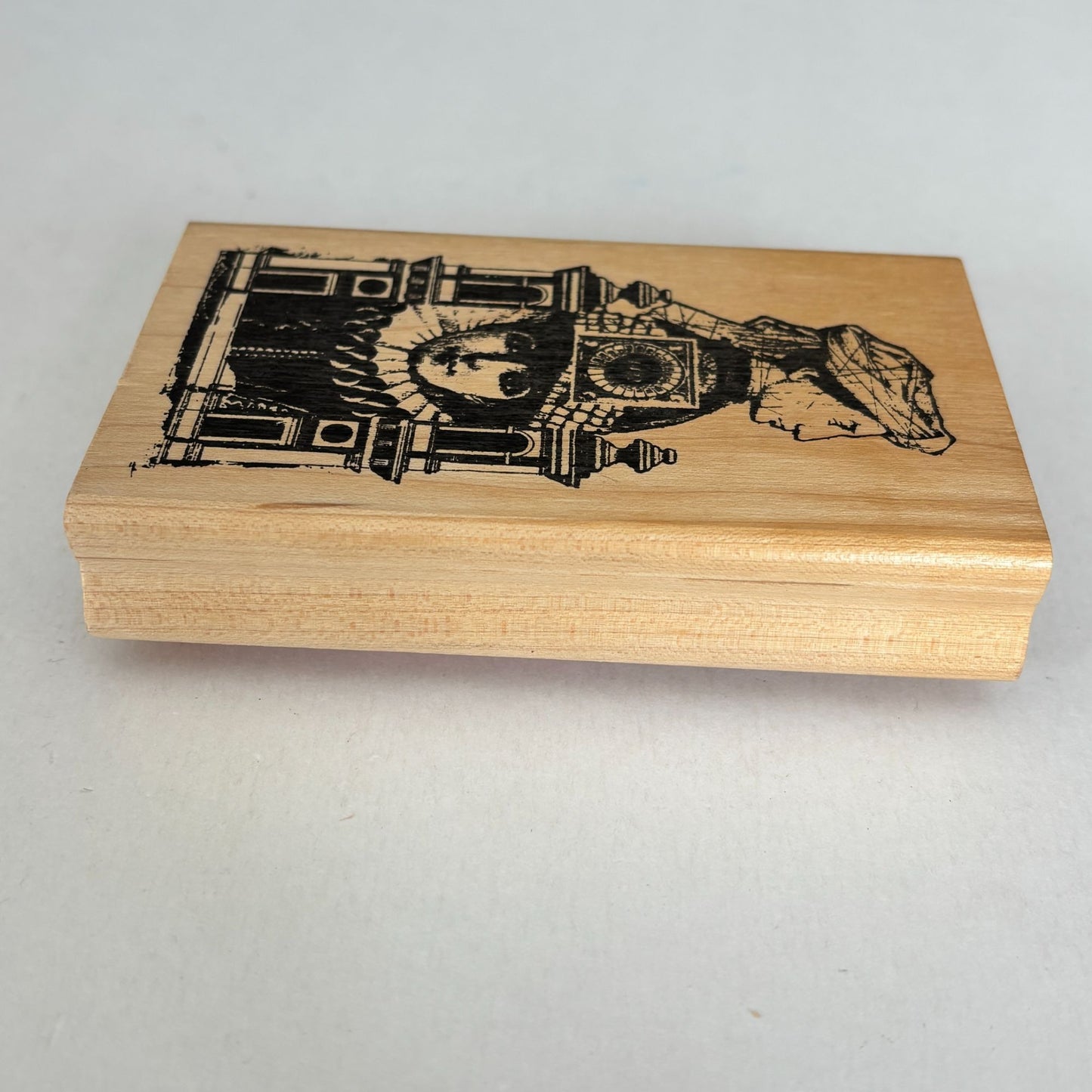 Acey Deucy Rubber Stamp Academia Renaissance Collage Architectural Historical Portrait Artistic Wood Mounted