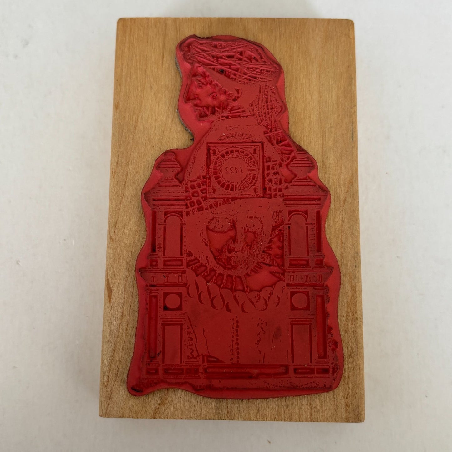Acey Deucy Rubber Stamp Academia Renaissance Collage Architectural Historical Portrait Artistic Wood Mounted