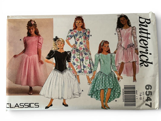 Butterick Sewing Pattern 6547 Flower Girl Dress Tea Length Party Tulle 7 8 10 UC