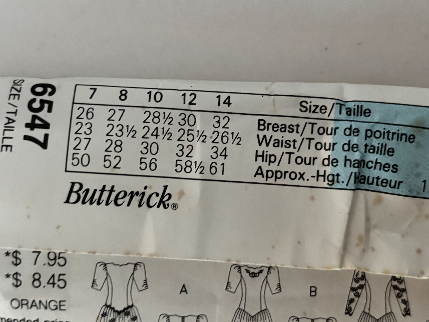 Butterick Sewing Pattern 6547 Flower Girl Dress Tea Length Party Tulle 7 8 10 UC