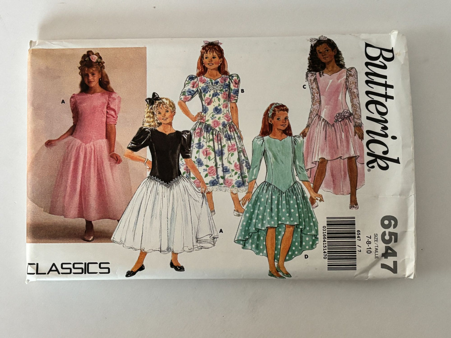 Butterick Sewing Pattern 6547 Flower Girl Dress Tea Length Party Tulle 7 8 10 UC