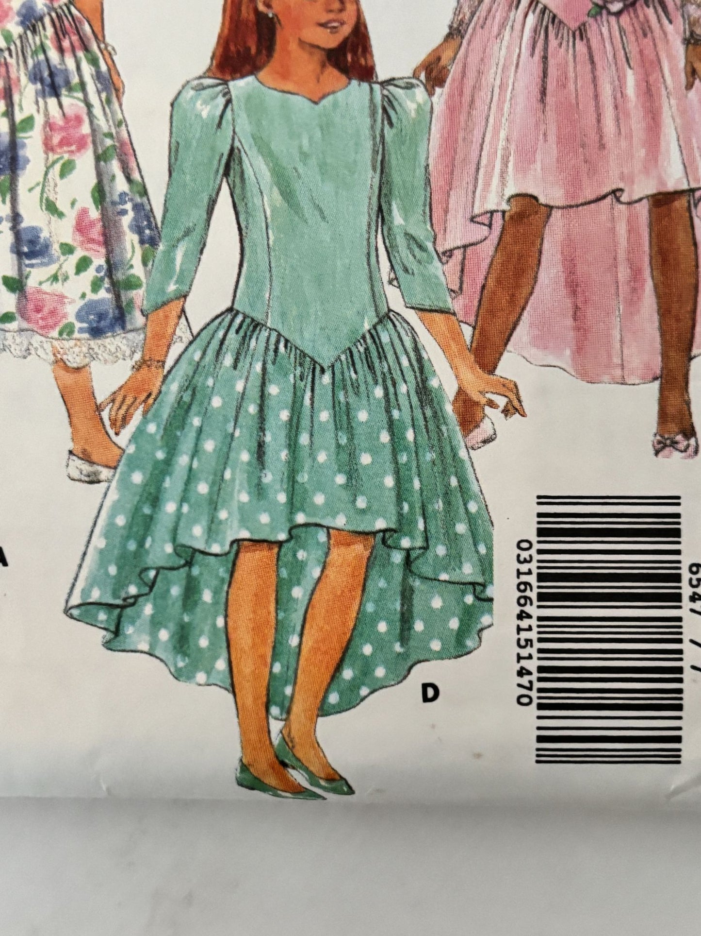 Butterick Sewing Pattern 6547 Flower Girl Dress Tea Length Party Tulle 7 8 10 UC