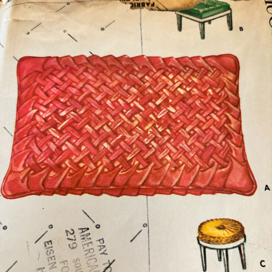 Vintage 1962 McCalls 6257 Transfer Pattern Smocking Pillow Chair Pads Cafe Curtains MCM Home Decor