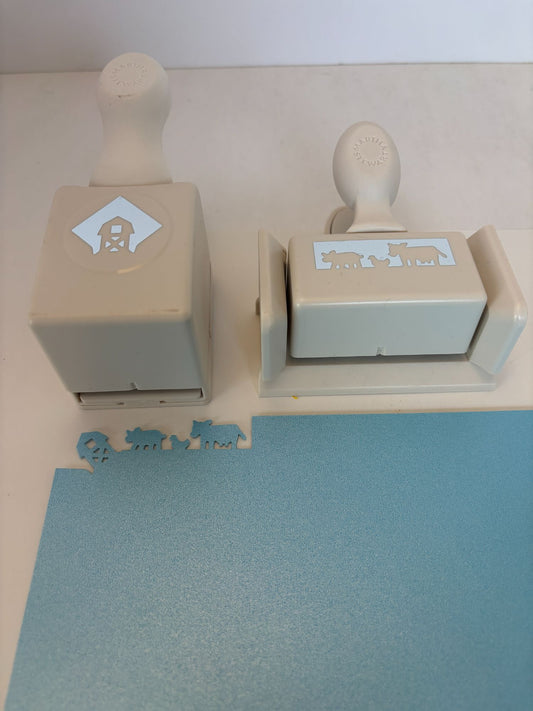 Martha Stewart Punch Around the Page Farm House Barn Animals Pig Hen Cow Rare