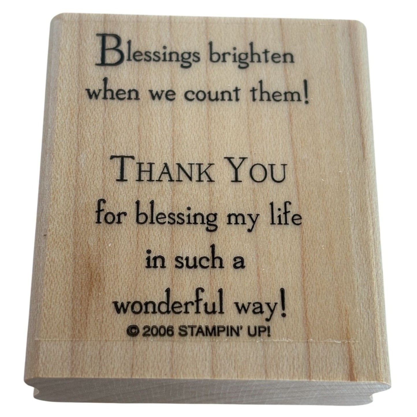 Stampin Up Rubber Stamp Blessings Brighten Thank You Card Making Friendship Word