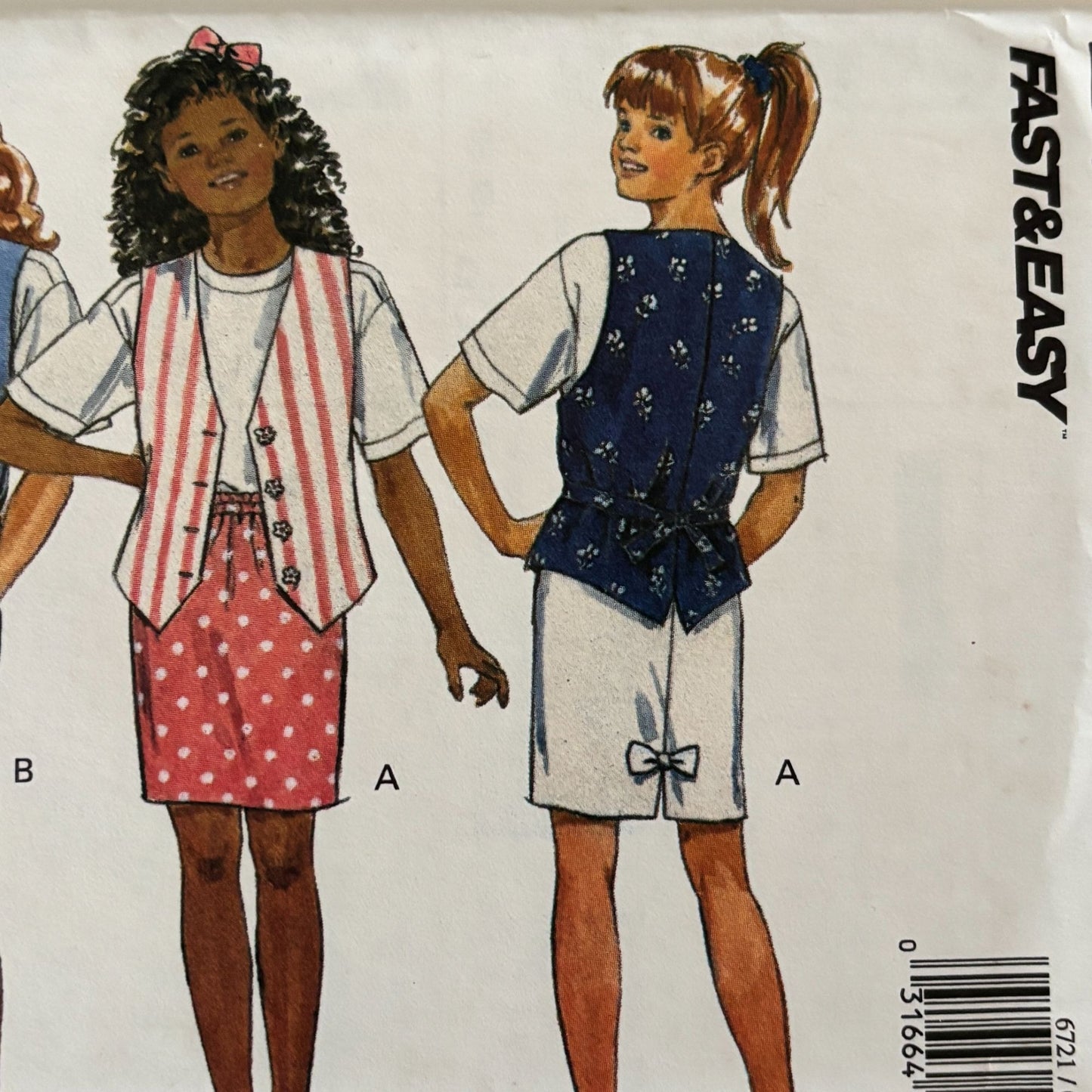 Butterick Sewing Pattern 6721 Girls Vest Top Skirt Shorts 90s Preppy Outfit 7-10 Uncut