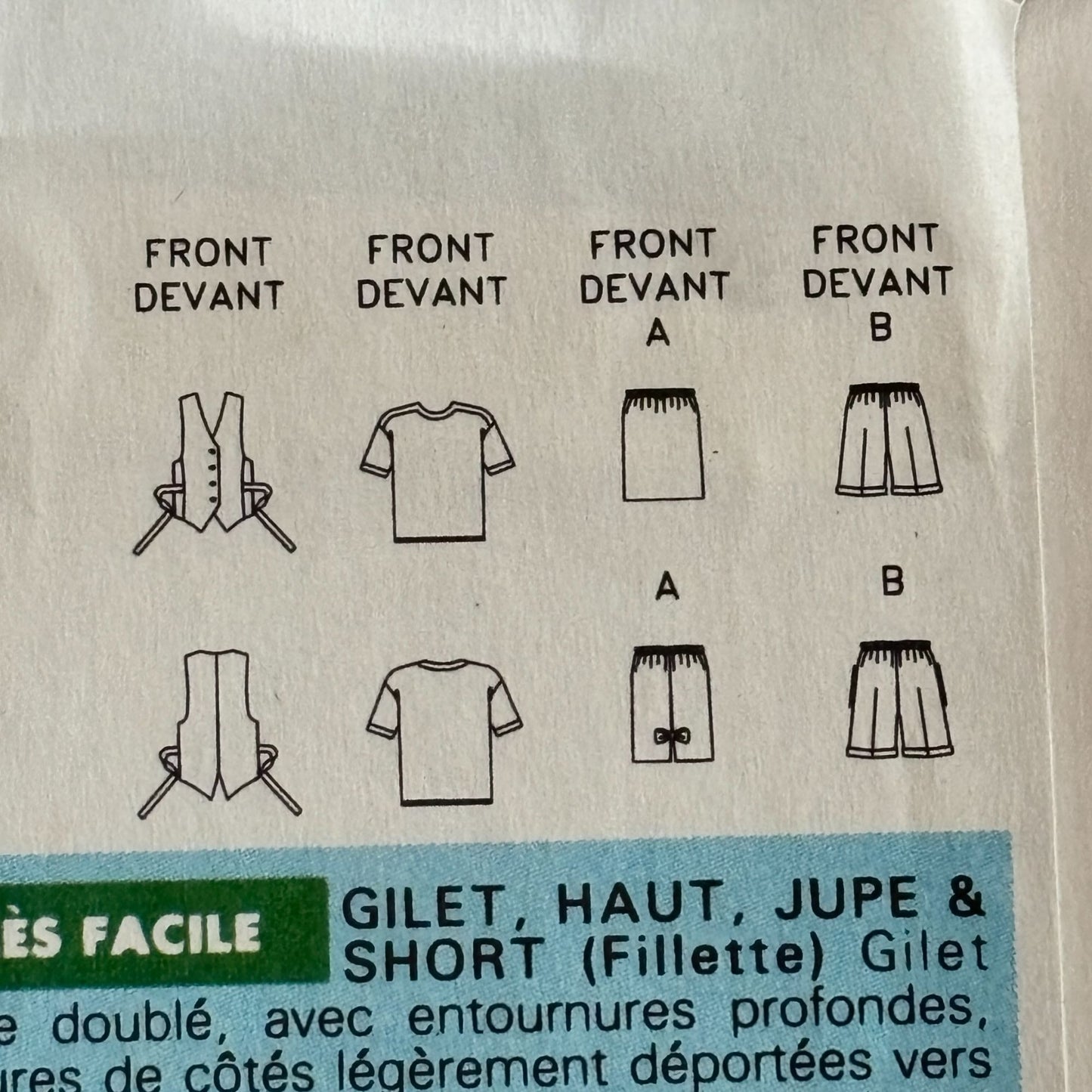 Butterick Sewing Pattern 6721 Girls Vest Top Skirt Shorts 90s Preppy Outfit 7-10 Uncut
