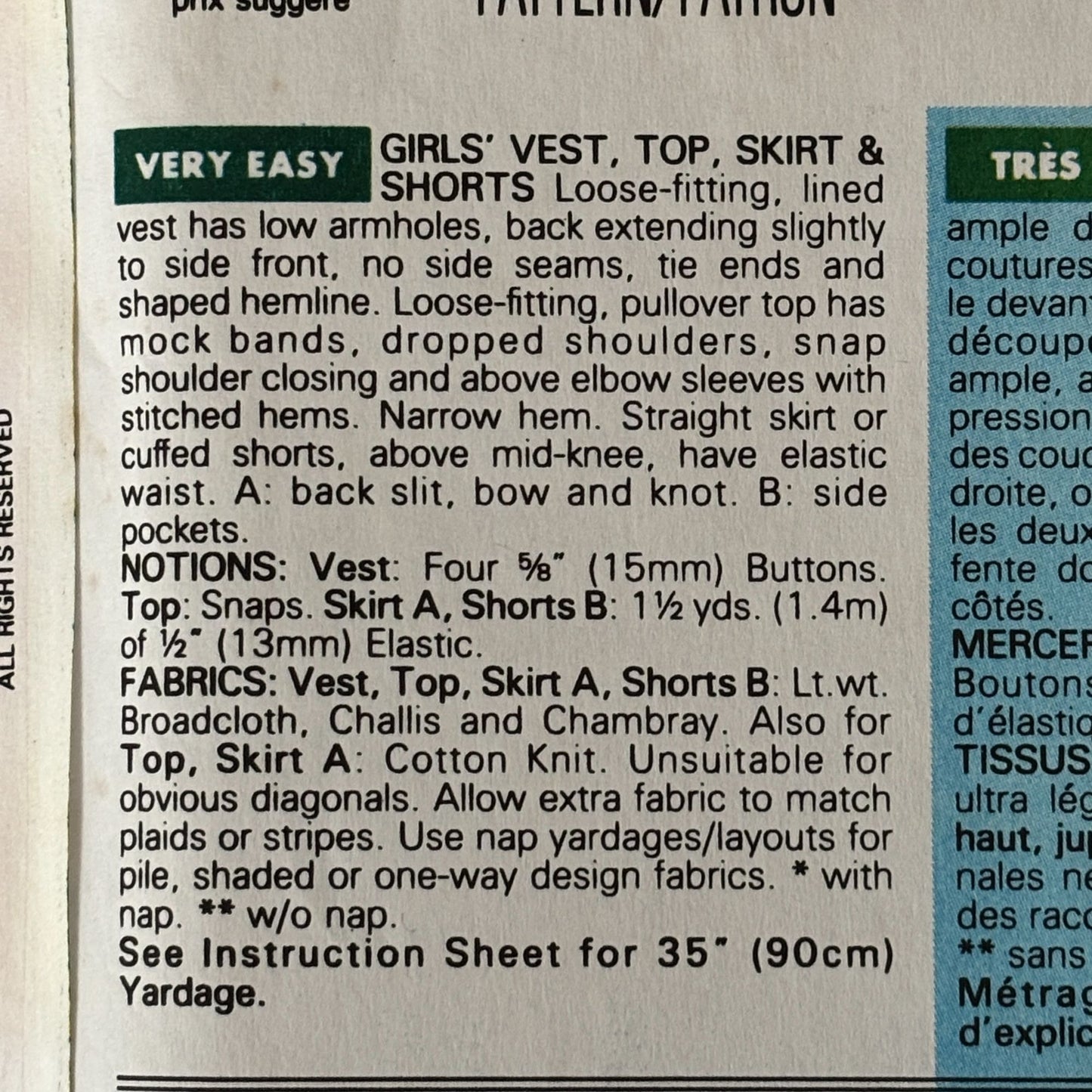 Butterick Sewing Pattern 6721 Girls Vest Top Skirt Shorts 90s Preppy Outfit 7-10 Uncut