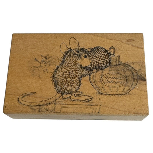 Stampa Rosa Wood Rubber Stamp House Mouse Sweet Scent Amanda Cologne Bottle