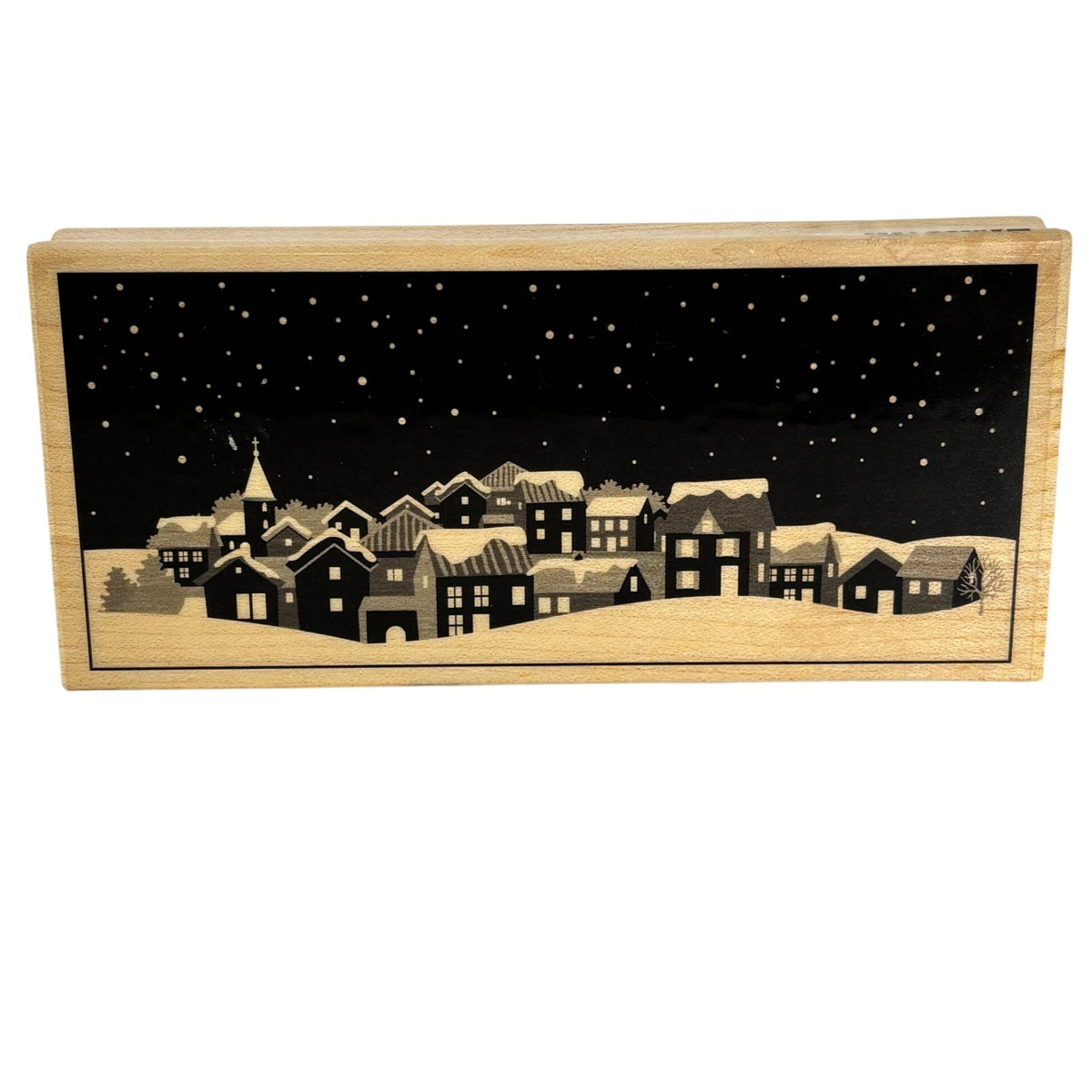 Hero Arts Rubber Stamp Snowy Village Scene Christmas Town Houses Card Making Holidays Night