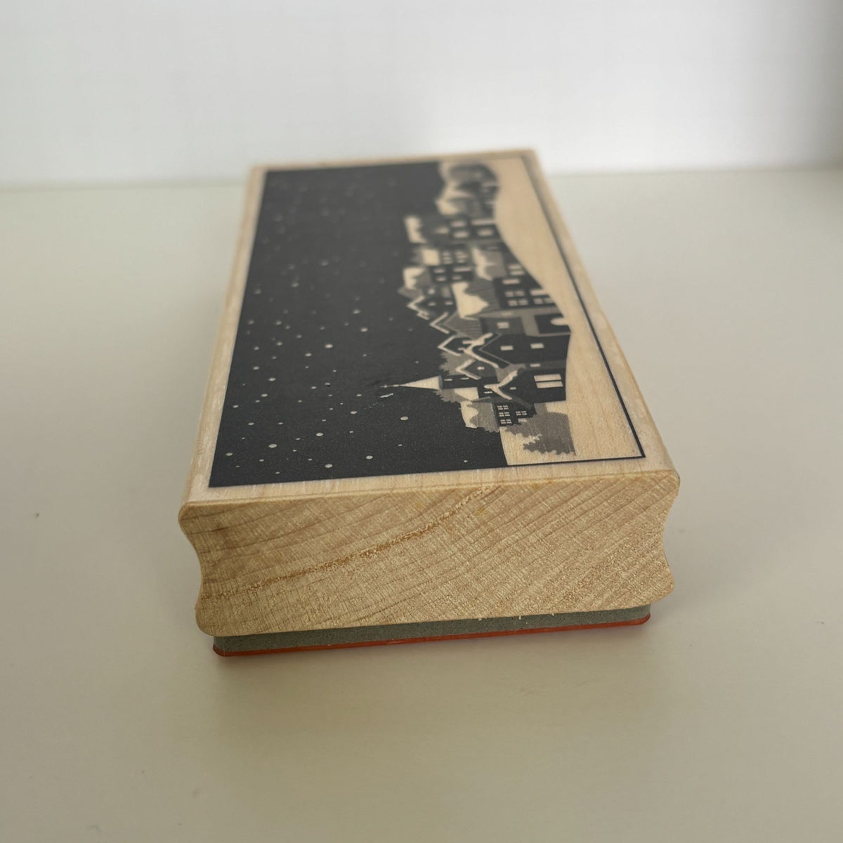 Hero Arts Rubber Stamp Snowy Village Scene Christmas Town Houses Card Making Holidays Night