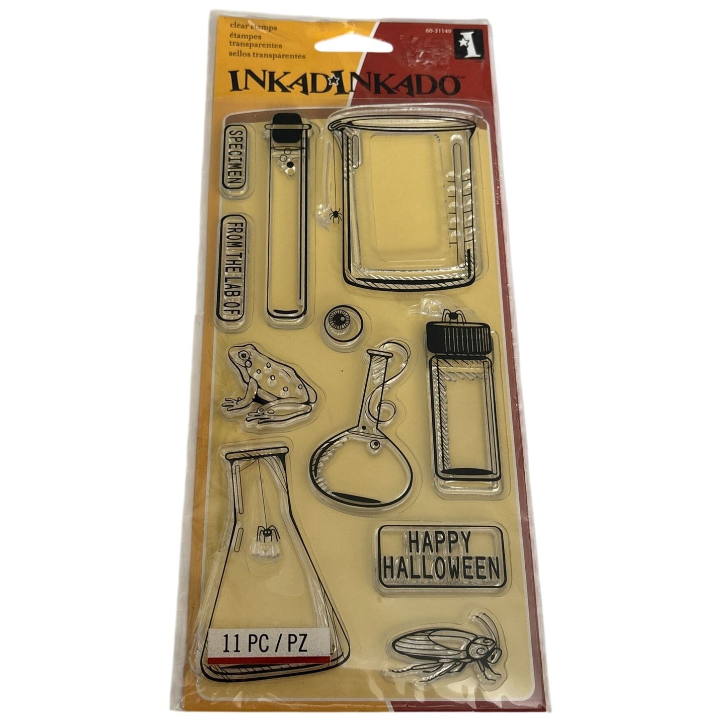 Inkadinkado Clear Stamps Set Test Tubes Halloween Lab Science Teacher Cardmaking Scrapbooking STEM Scientist