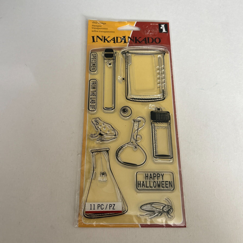 Inkadinkado Clear Stamps Set Test Tubes Halloween Lab Science Teacher Cardmaking Scrapbooking STEM Scientist