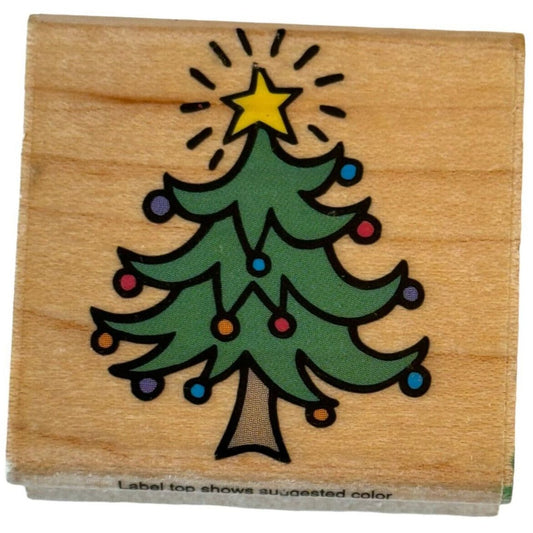 Hero Arts Rubber Stamp Small Whimsical Tree Decorated Christmas Star Gift Tags