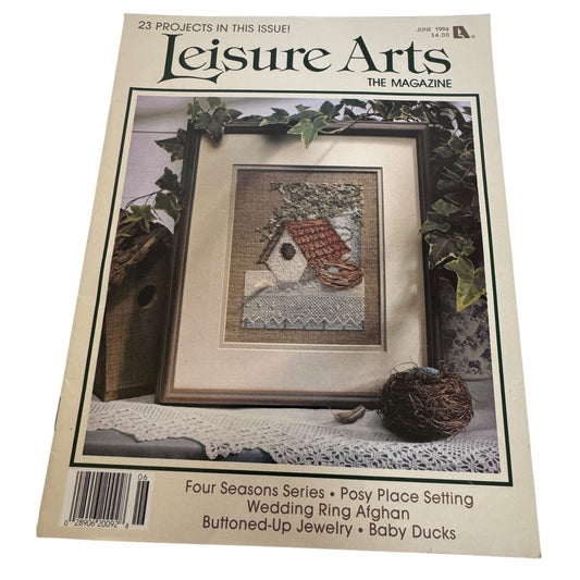 Leisure Arts Magazine June 1994 Cross Stitch Crochet Ring Bearer Pillow Wedding