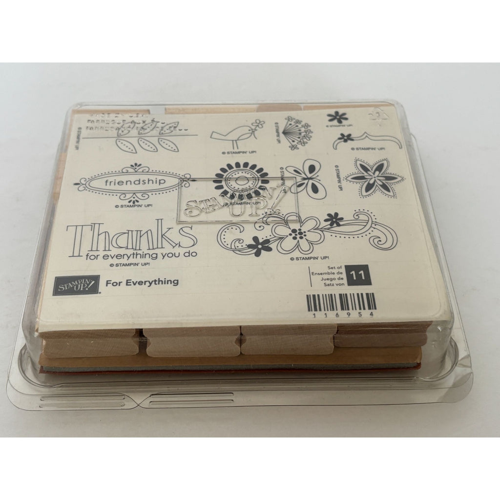 Stampin Up Rubber Stamps For Everything Thank You Friendship Bird Flowers