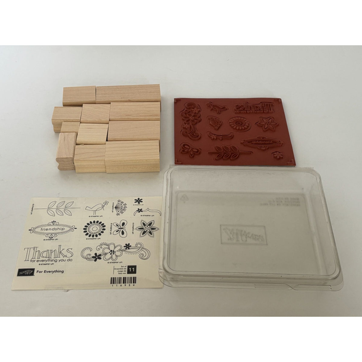 Stampin Up Rubber Stamps For Everything Thank You Friendship Bird Flowers