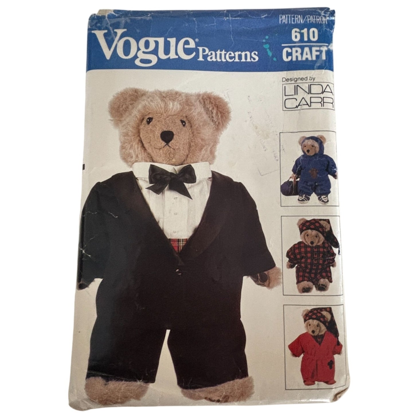 Vogue Sewing Pattern 610 Teddy Bear Clothing Clothes Suit Outfit Craft Uncut Vintage Sweatsuit