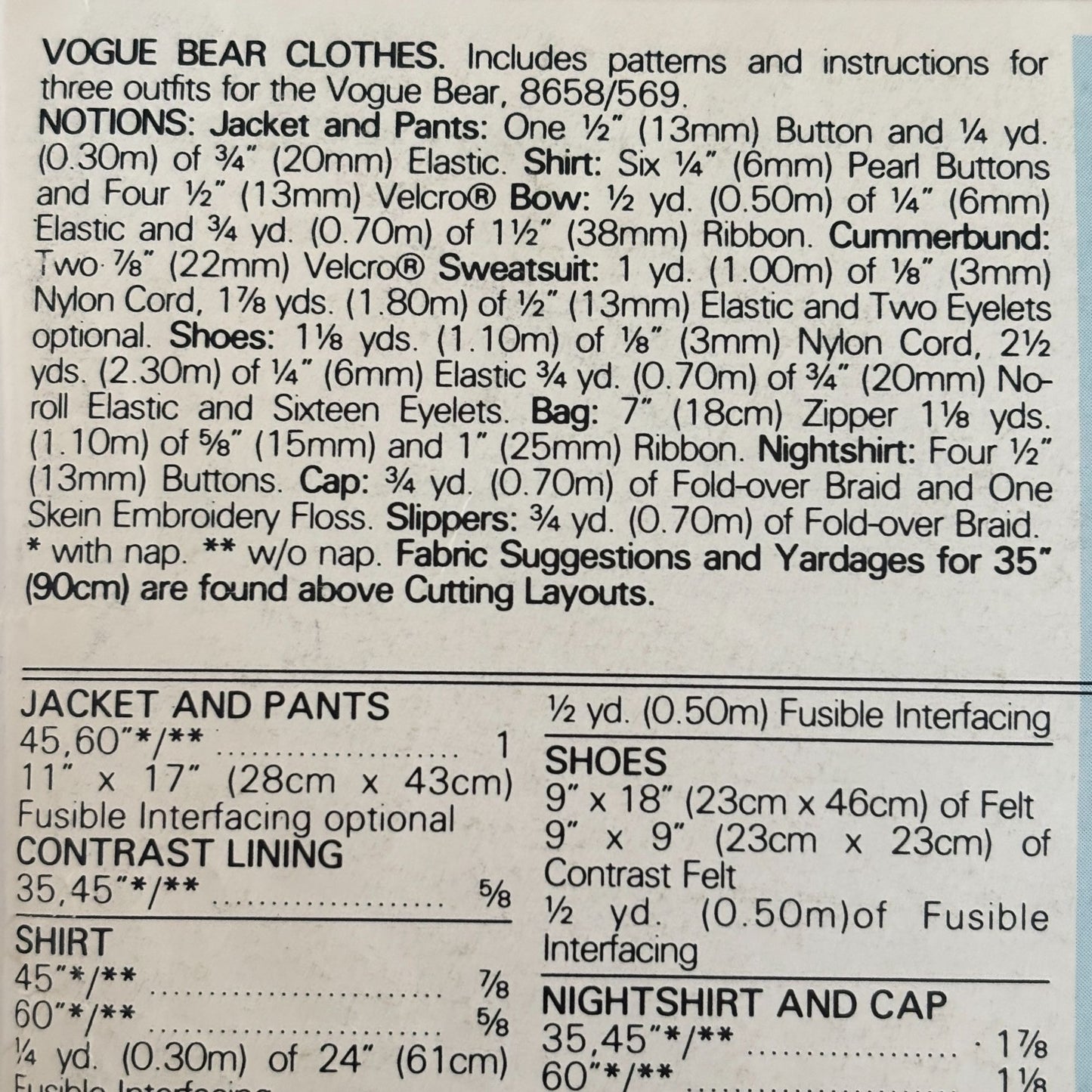 Vogue Sewing Pattern 610 Teddy Bear Clothing Clothes Suit Outfit Craft Uncut Vintage Sweatsuit