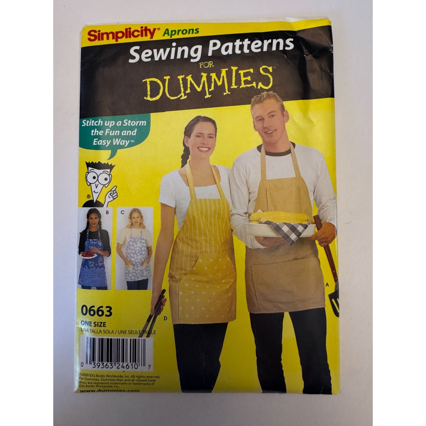 Simplicity Sewing Pattern For Dummies 0663 Adult Aprons Kitchen BBQ Mens Misses Uncut