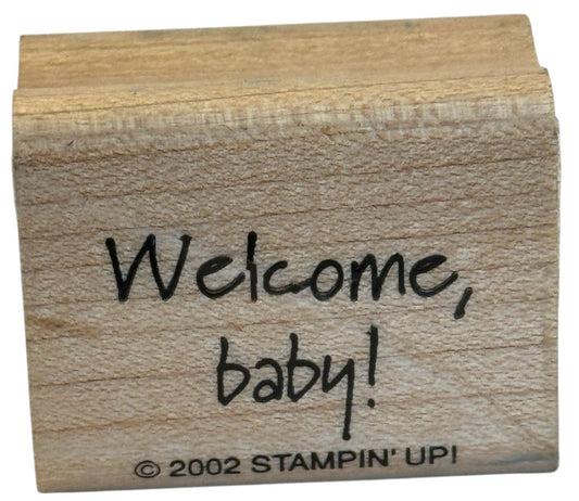Stampin Up Rubber Stamp Welcome Baby Shower Card Making Words Sentiment Craft