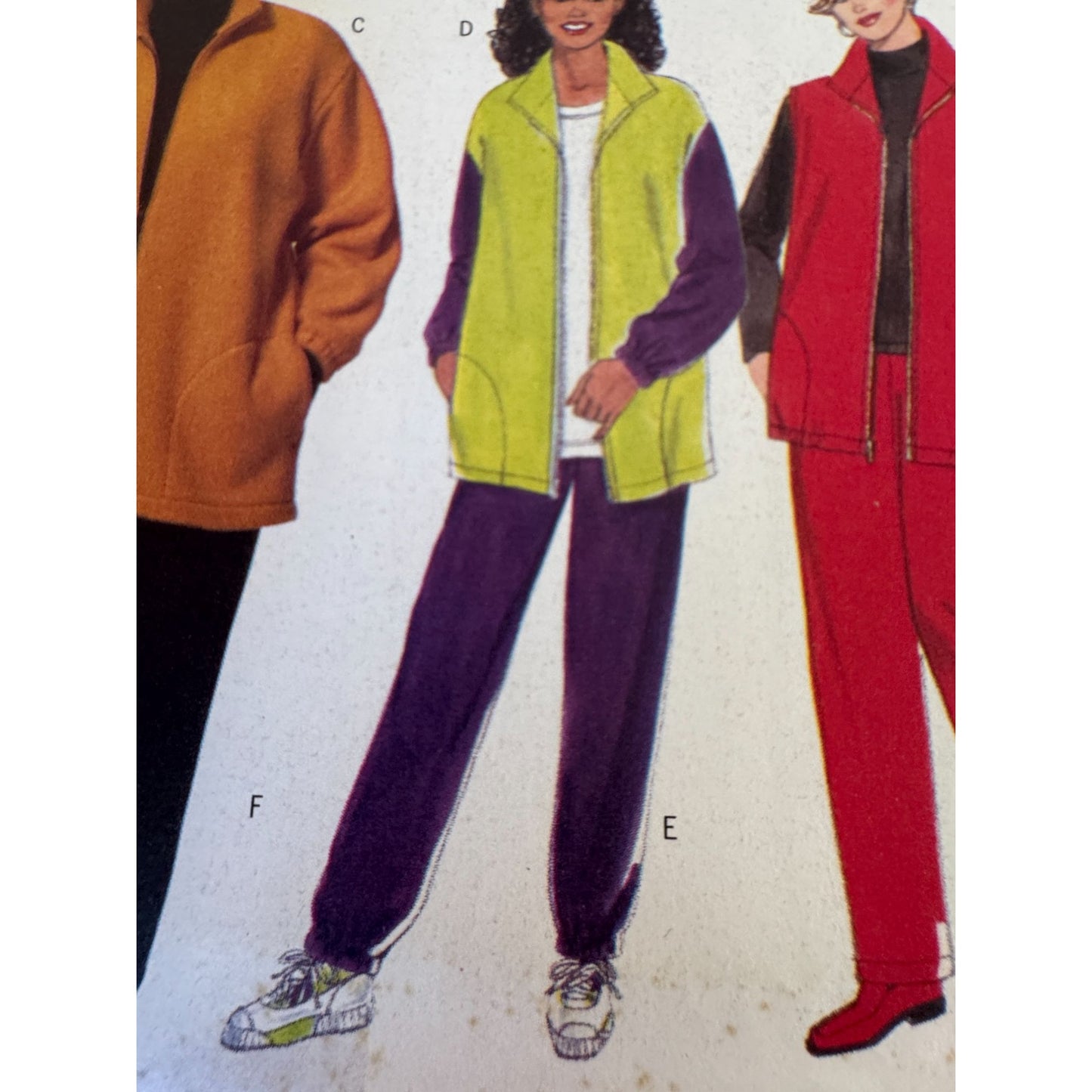 Vintage 90s Tracksuit Sewing Pattern Butterick 5890 Jacket Vest Pants Athleisure Pattern 16W-20W Uncut