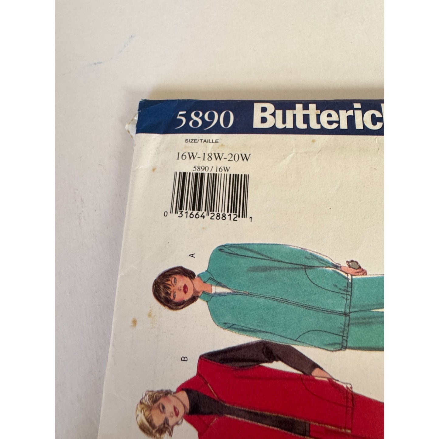 Vintage 90s Tracksuit Sewing Pattern Butterick 5890 Jacket Vest Pants Athleisure Pattern 16W-20W Uncut