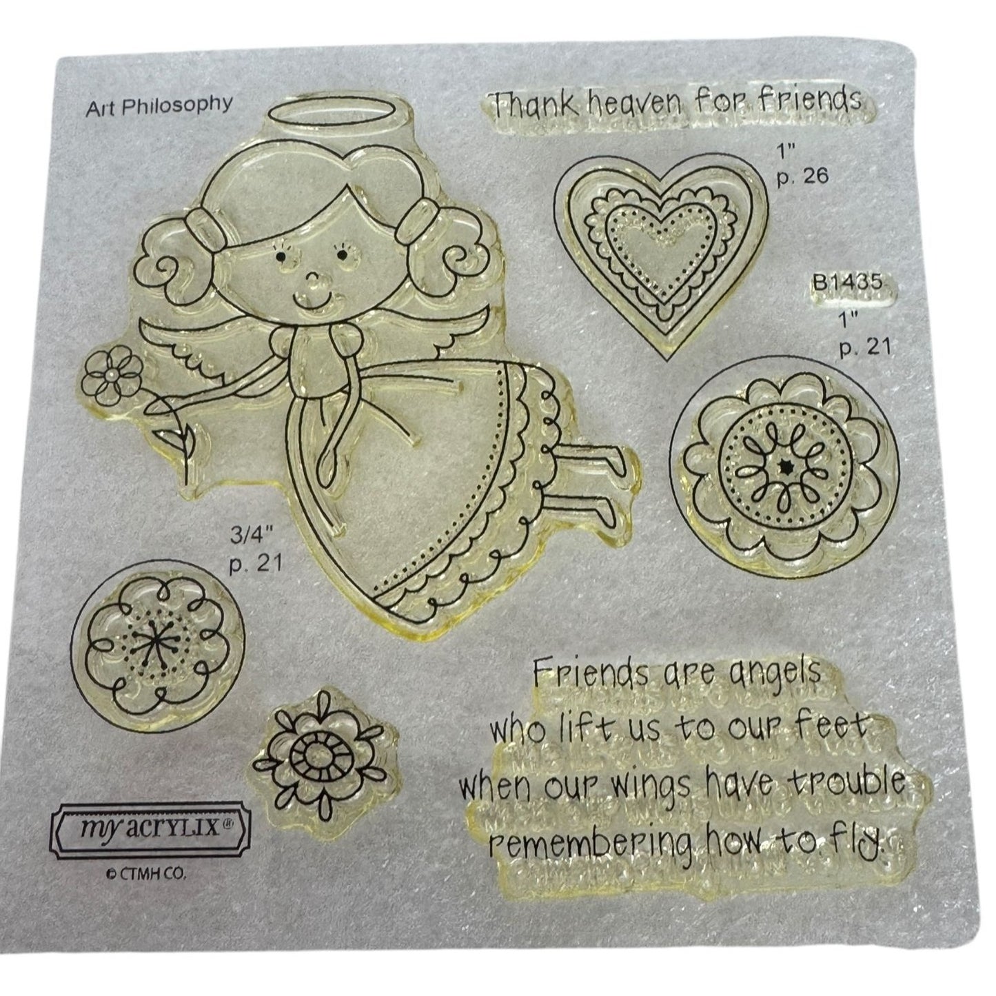CTMH My Acrylix Acrylic Stamp Set Angel Friends Friendship Thank Heaven B1435