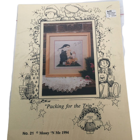 Mosey N Me Cross Stitch Pattern Packing for the Trip Santa Gift Bag Christmas Needlework