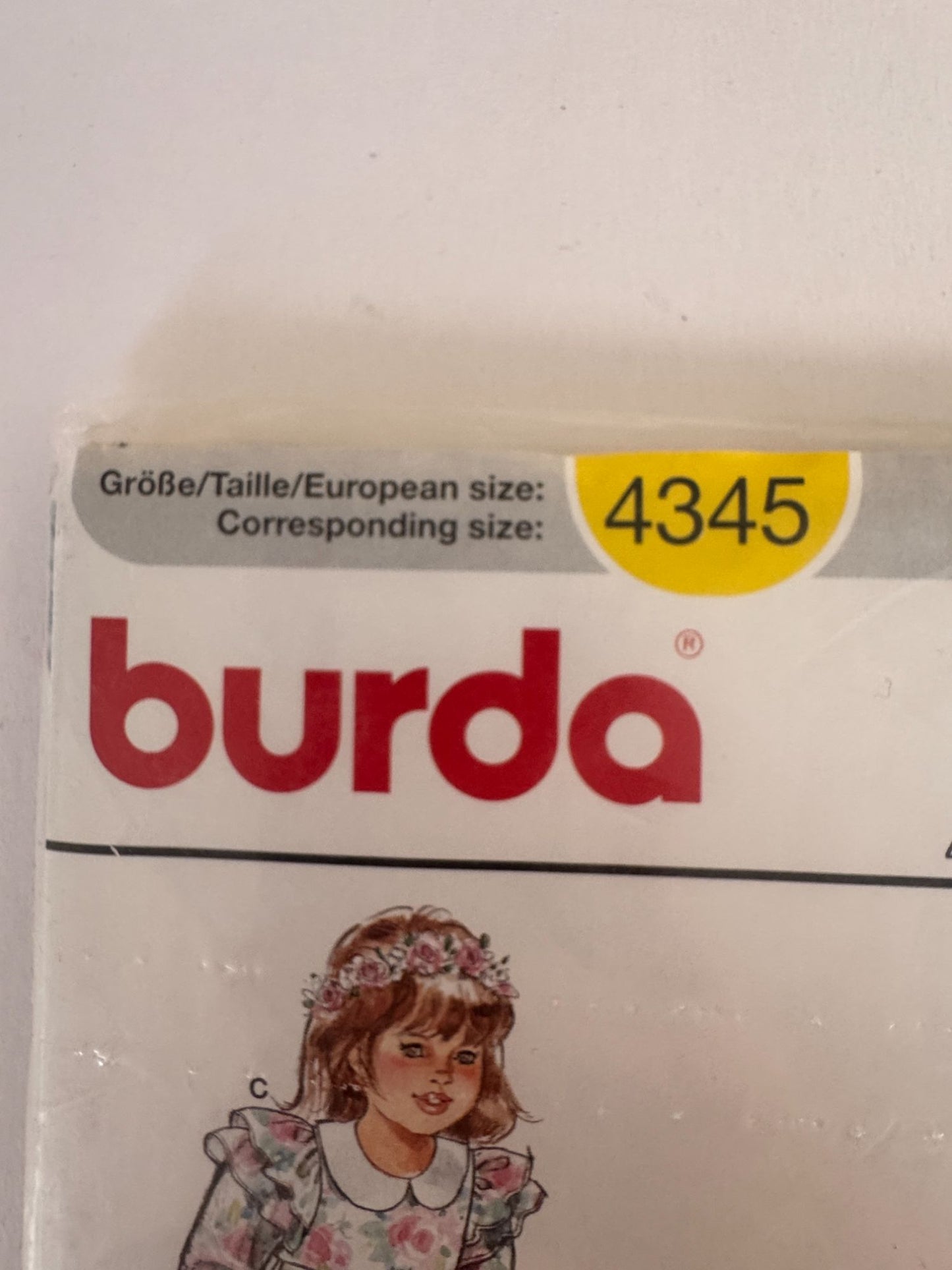 Burda Sewing Pattern 4345 Toddler Flower Girl Dress Sizes 18M-4T Church Party UC