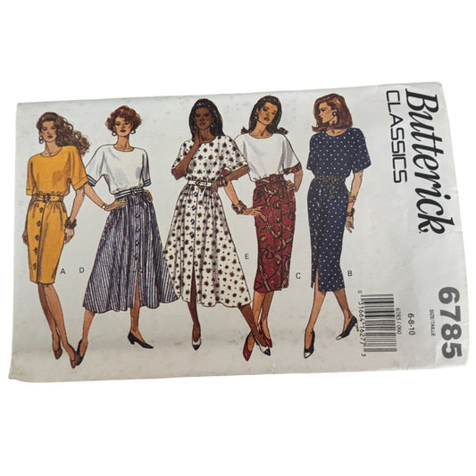 Butterick Sewing Pattern 6785 Midi Dress Cottagecore 90s Minimalist Easy 6-10 Uncut Career Work