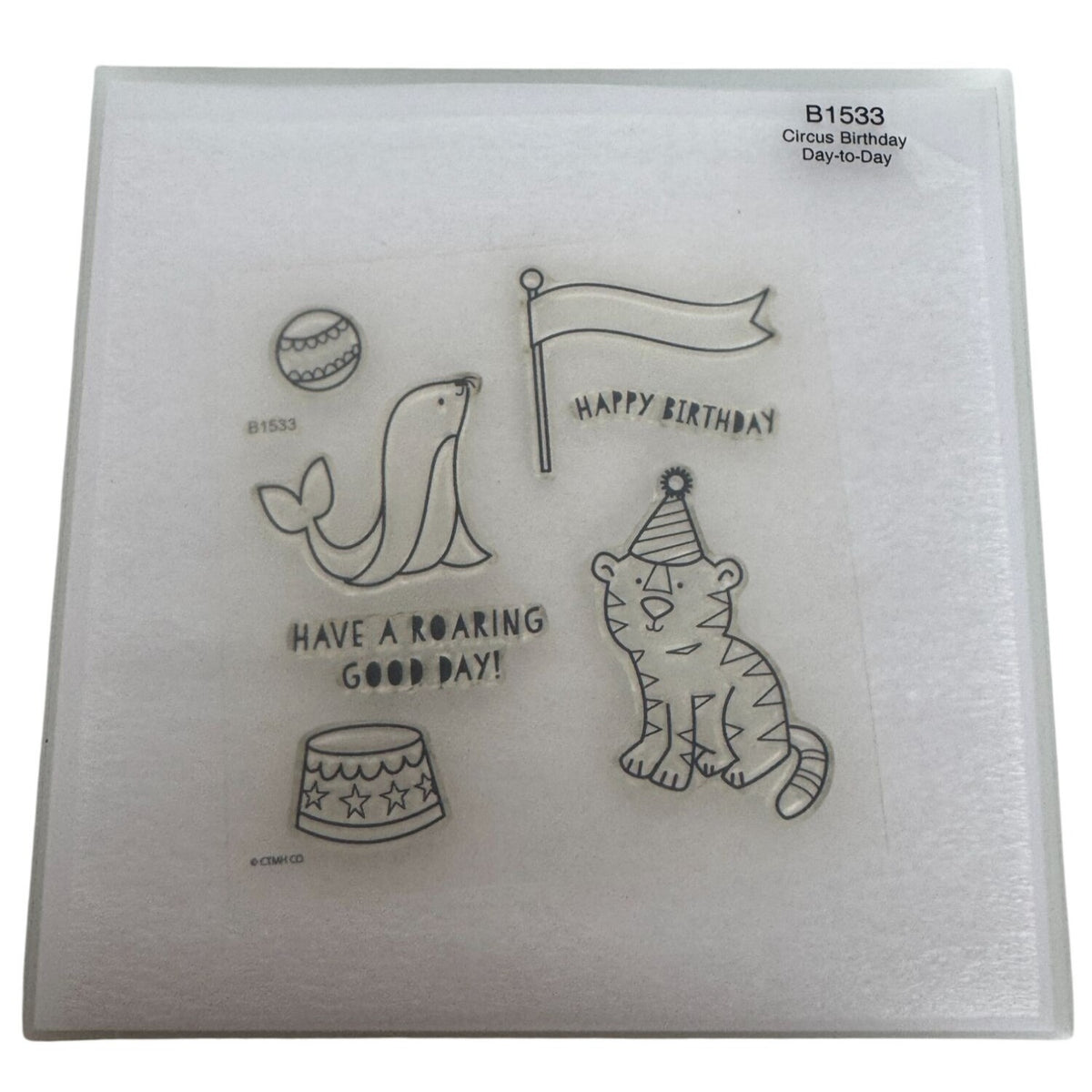 CTMH My Acrylix Acrylic Stamp Set Circus Birthday Card Making Banner Flag Seal