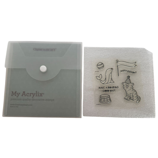 CTMH My Acrylix Acrylic Stamp Set Circus Birthday Card Making Banner Flag Seal