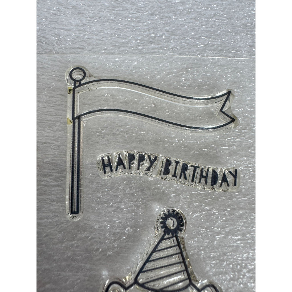 CTMH My Acrylix Acrylic Stamp Set Circus Birthday Card Making Banner Flag Seal
