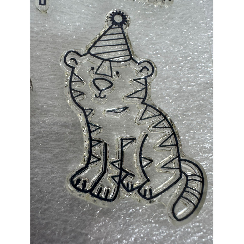 CTMH My Acrylix Acrylic Stamp Set Circus Birthday Card Making Banner Flag Seal