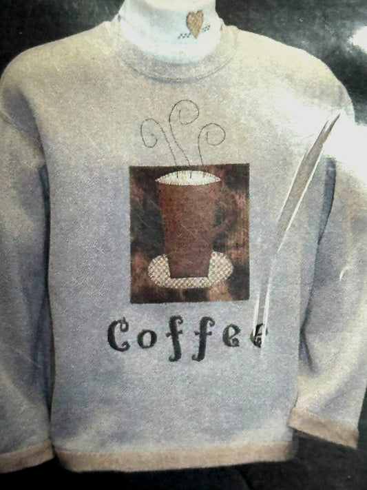 Double Dips Quilting Applique Pattern Coffee Kit Sweatshirt Turtleneck Dickey