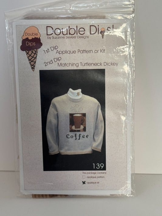 Double Dips Quilting Applique Pattern Coffee Kit Sweatshirt Turtleneck Dickey