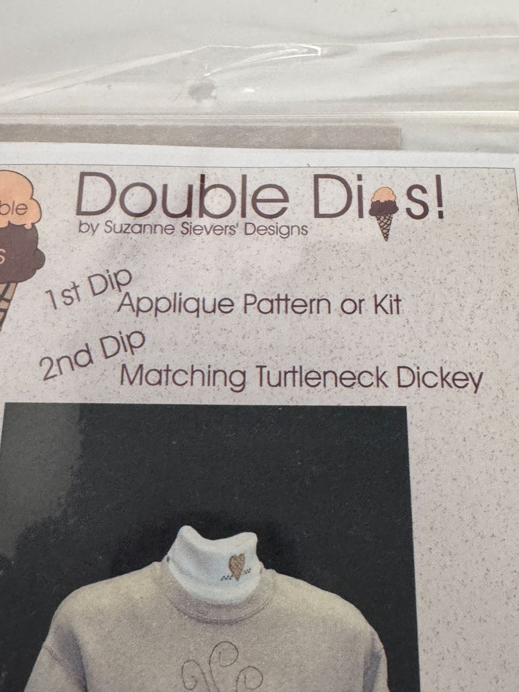 Double Dips Quilting Applique Pattern Coffee Kit Sweatshirt Turtleneck Dickey