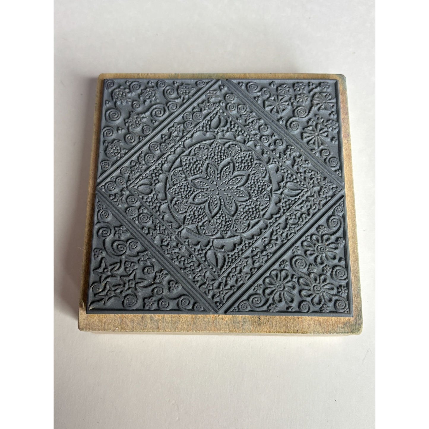 Magenta Rubber Stamp Floral Frame Tile Mandala Design Floral Ladybugs Star Swirl