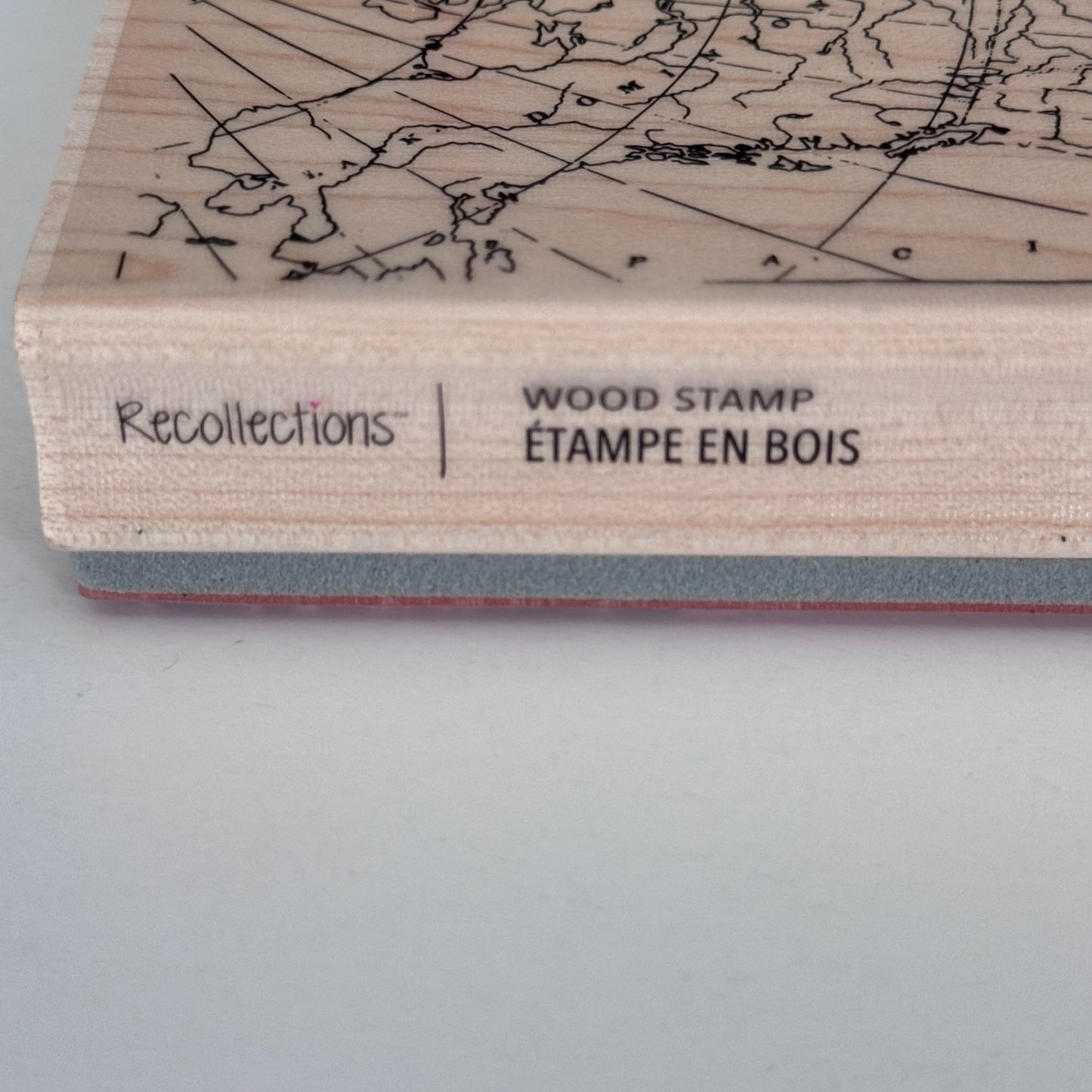 Recollections Wood Rubber Stamp North America Map Travel Journal Vintage Explorer Cardmaking Large Big
