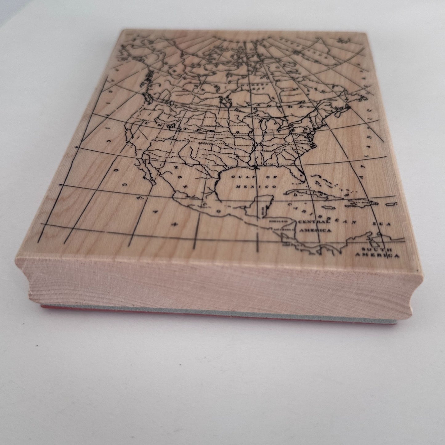Recollections Wood Rubber Stamp North America Map Travel Journal Vintage Explorer Cardmaking Large Big