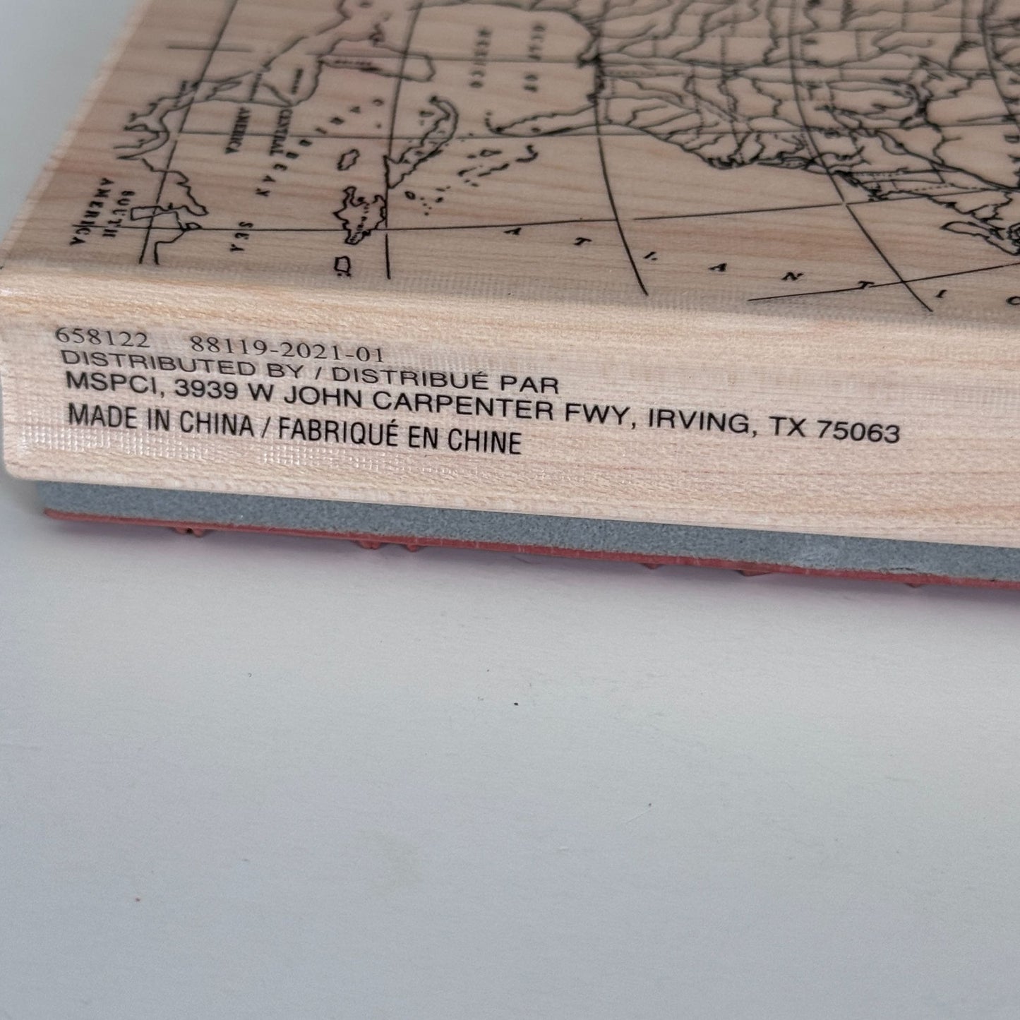 Recollections Wood Rubber Stamp North America Map Travel Journal Vintage Explorer Cardmaking Large Big