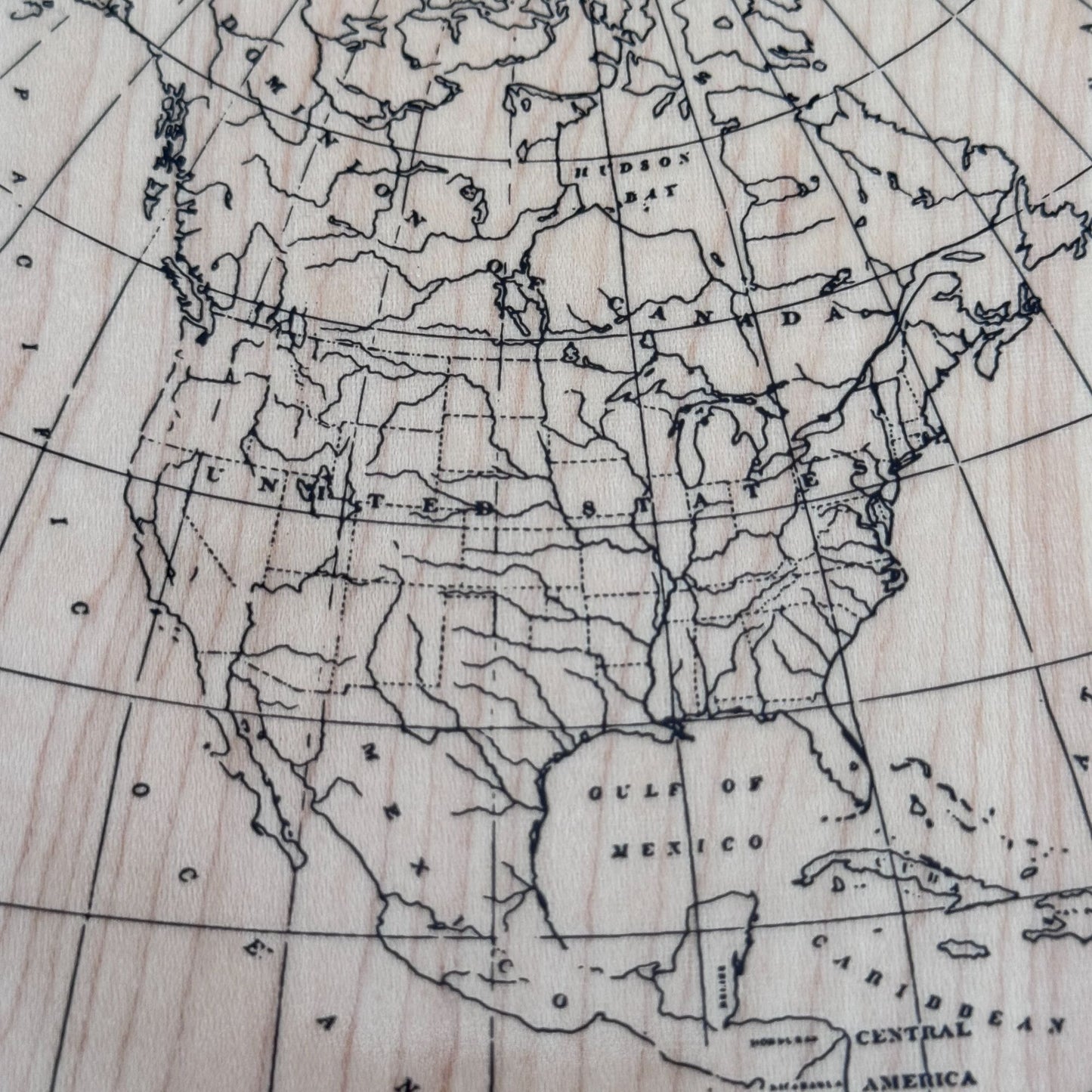 Recollections Wood Rubber Stamp North America Map Travel Journal Vintage Explorer Cardmaking Large Big