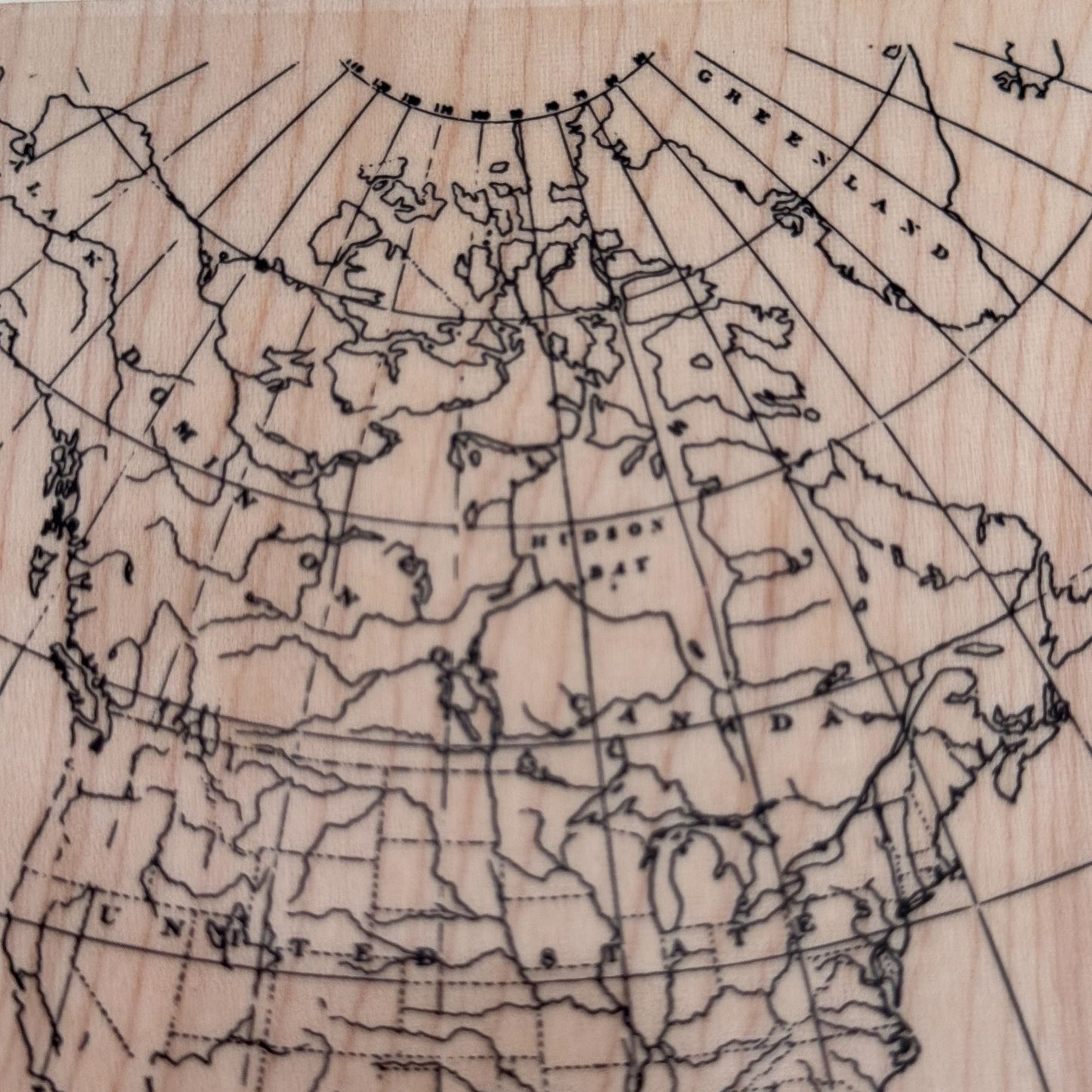 Recollections Wood Rubber Stamp North America Map Travel Journal Vintage Explorer Cardmaking Large Big